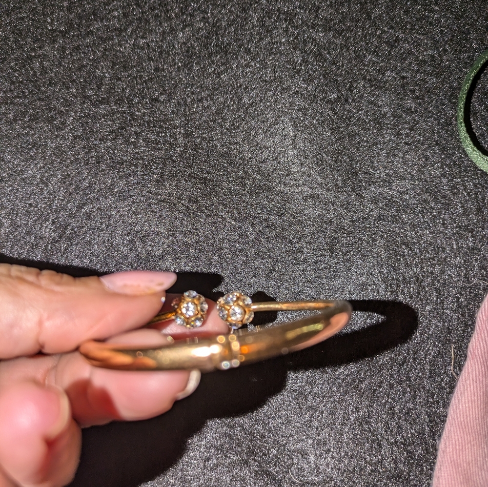 Kate Spade Lady Marmalade Open Cuff. Gold with crystal balls. Spring hinge. EUC - Picture 6 of 7